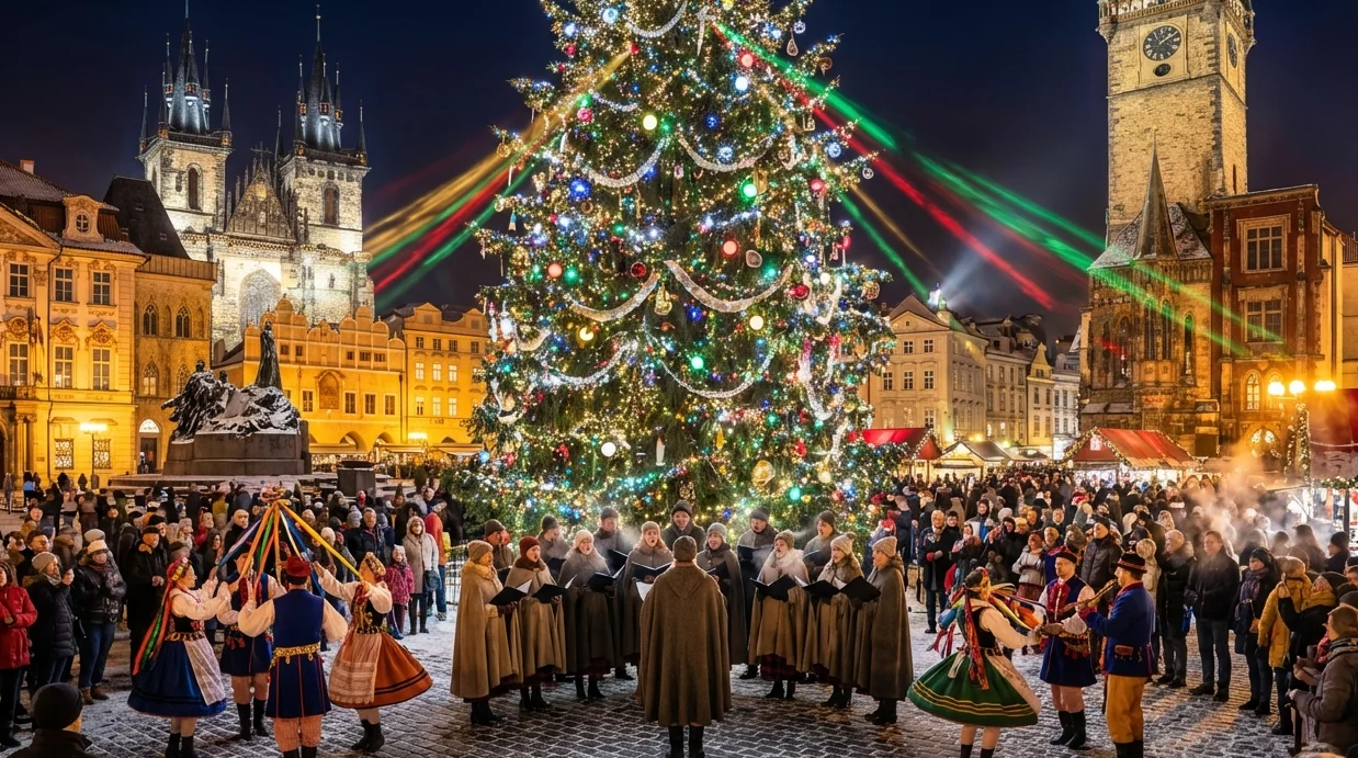 meilleurs marchés de Noël européens La place de la Vieille Ville offre le cadre le plus atmosphérique, avec un immense sapin de Noël, des spectacles quotidiens sons et lumières