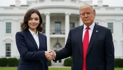 Handshaking With Trump Memoring AI Photobooth